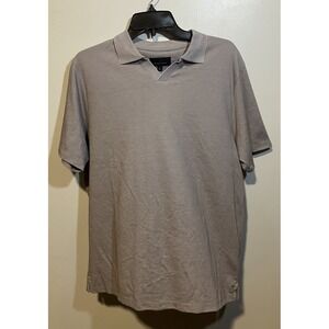 Toscano‎ Men's Open Collar Polo Shirt, Gray Cotton Blend, Casual, Peru, Size L
